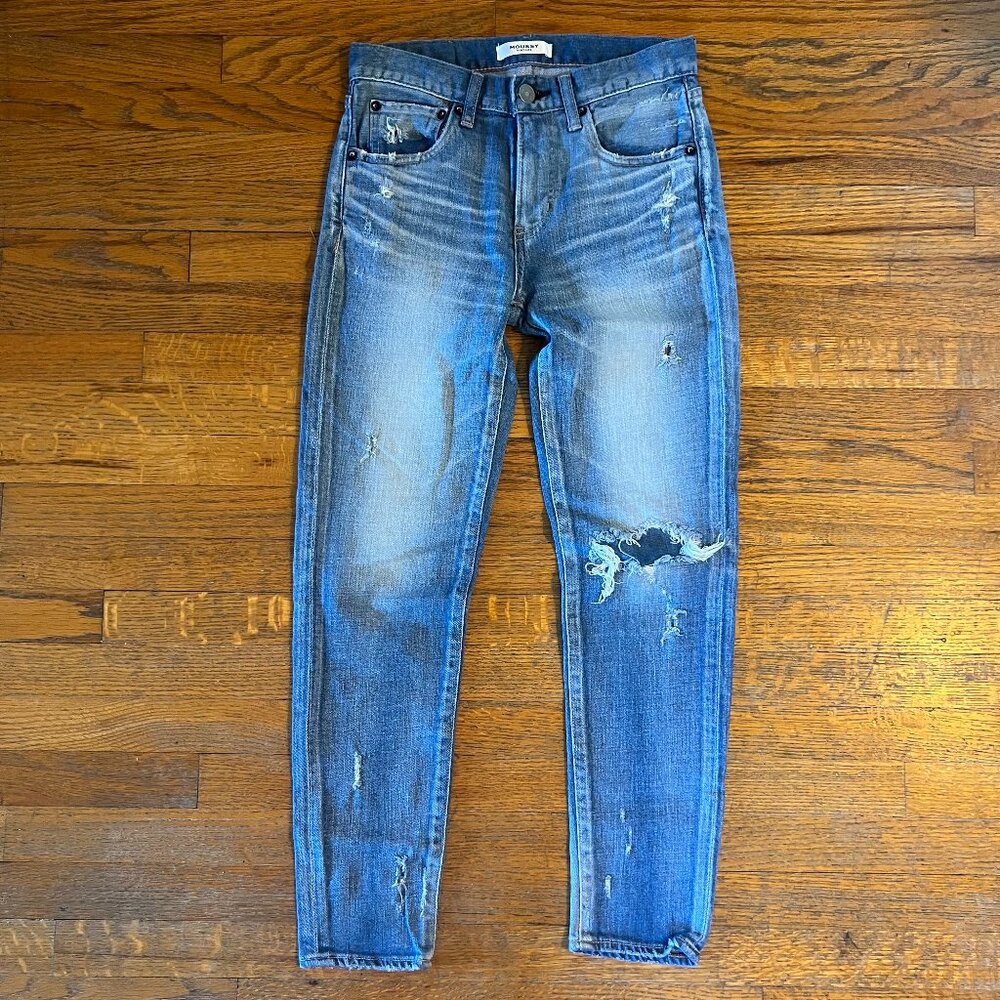Moussy Vintage Japan Mid Rise Slim Straight Distressed Jeans Size 25